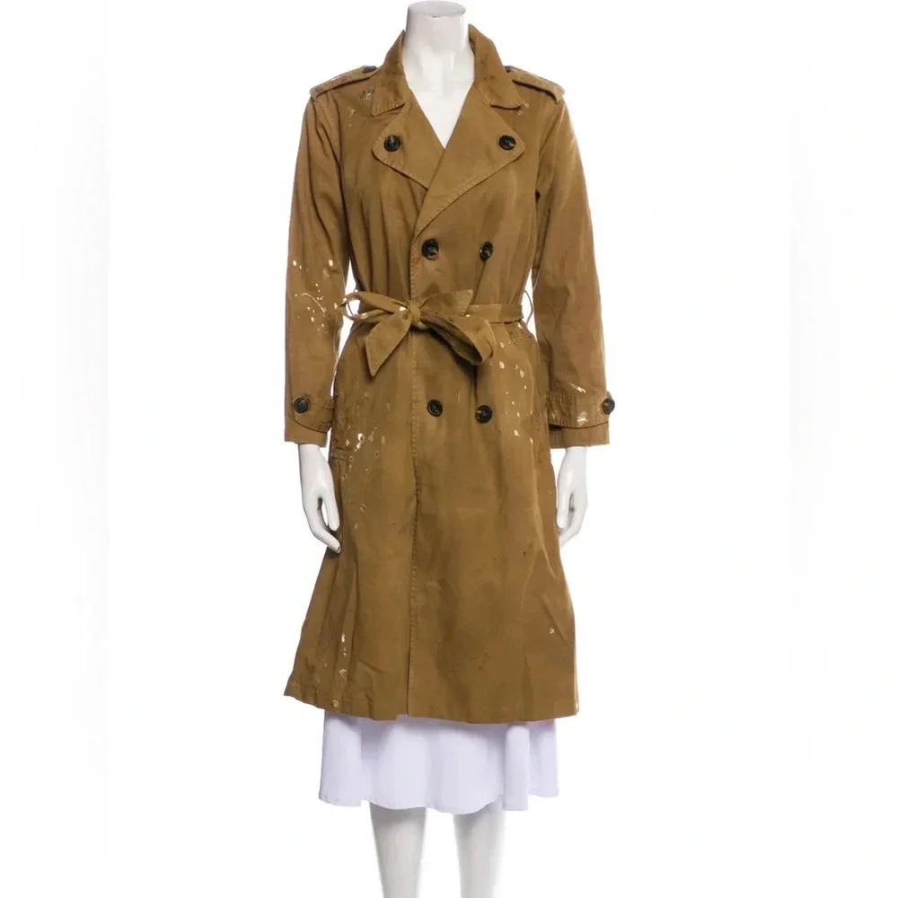 NSF Dorian Cotton Trench Coat in Antique Bronze Gold Foil Size Medium